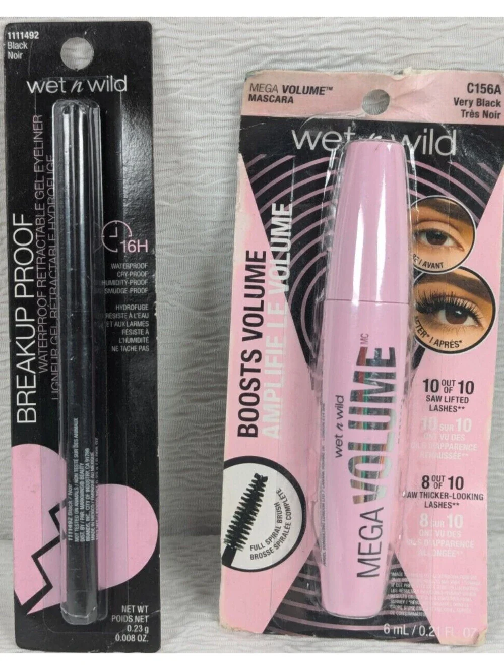 Wet n Wild Eyeliner 1111492 Black Noir - Mega Volume Mascara C156A Very Black